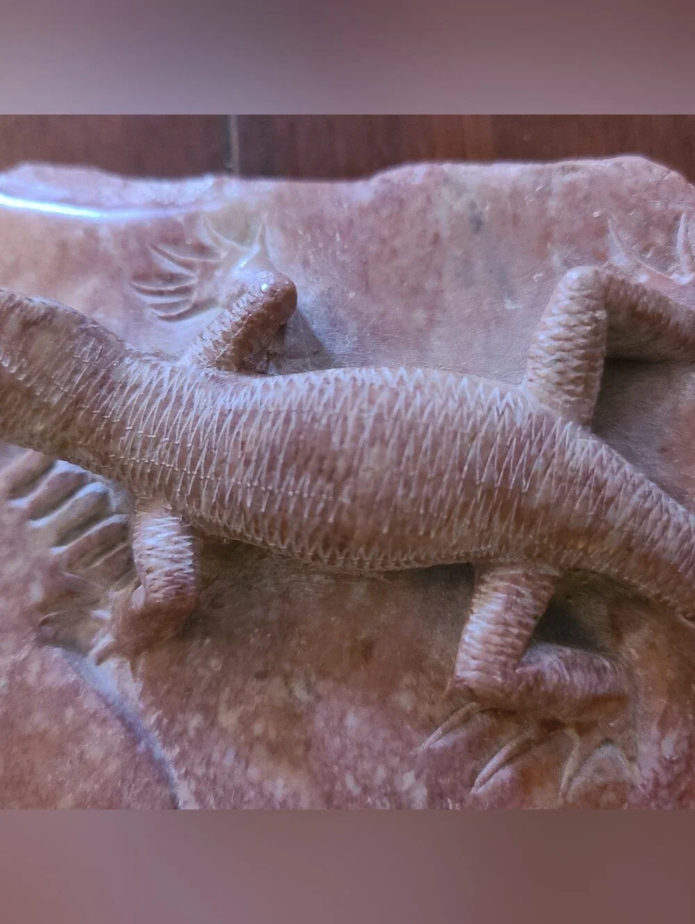 Polished 3D Hand Carved Stone Relief - Peruvian Nazca Monkey & Lizard 6
